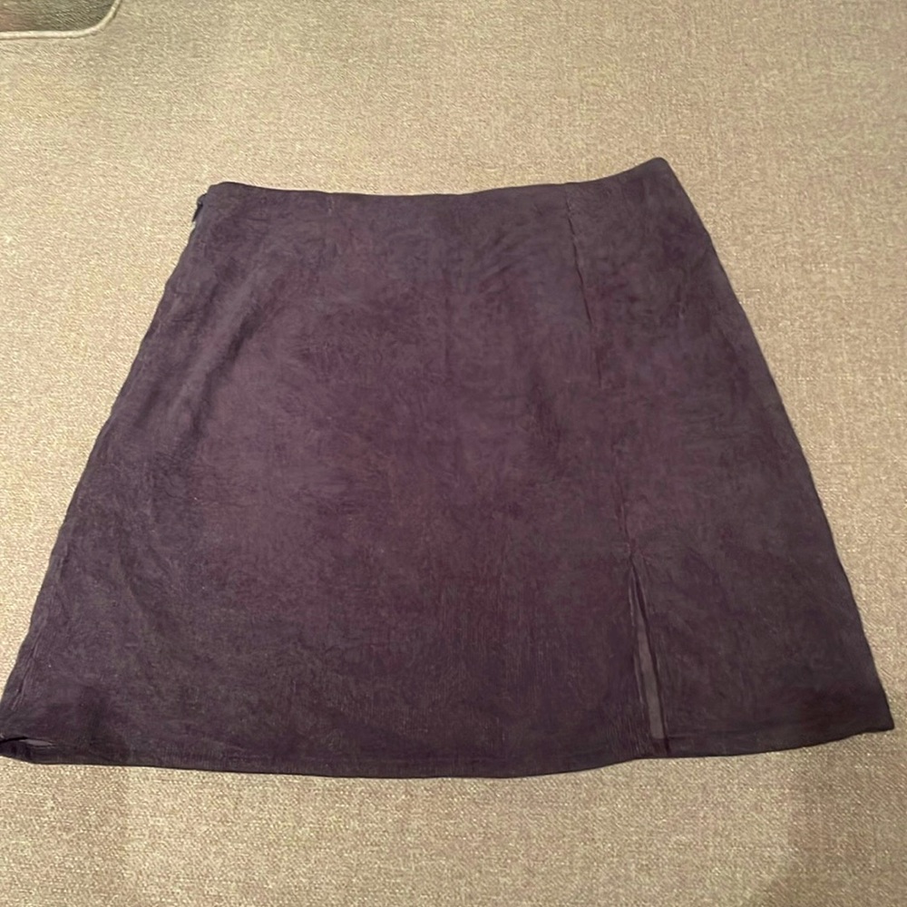 SHEIN navy corduroy mini skirt with front slit size S